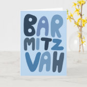 バル ミツバ【Bar Mitzvah】 カスタマイズ可能なモダン バブルレターズ  カード (黄色い花)