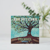 バル・ミツヴァ ブルーとグリーンの生命の木 招待状 (スタンド正面)