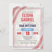 バル ミツヴァ ベースボール ヴィンテージ グランジ インヴィテーション 招待状 (正面)