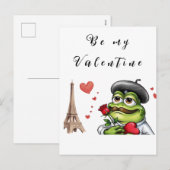 バレおもしろいンスフランスのデーのためのロマンチックなカエル シーズンポストカード (正面/裏面)