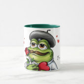 バレおもしろいンスフランスのデーのためのロマンチックなカエル マグカップ (中央)