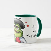 バレおもしろいンスフランスのデーのためのロマンチックなカエル マグカップ (正面右)