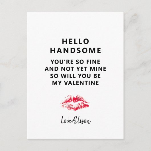 バレおもしろいンティーンズデイボーイフレンドパーソナライズされた詩 シーズンポストカード (正面)