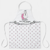 バレエおもしろいバレリーナプリンセスプードルドッグ（白） エプロン (正面)