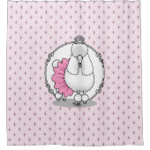 バレエおもしろいバレリーナプリンセスプードルドッグ（白） シャワーカーテン (正面)