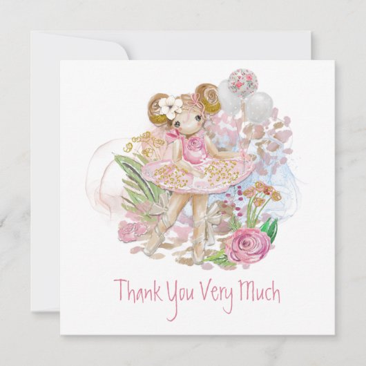 バレエお洒落ダンサーフローラピンク金ゴールドありがとう (正面)