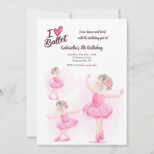 バレエが大好き  招待状 (正面)