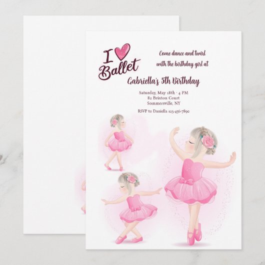 バレエが大好き 招待状 (正面/裏面)
