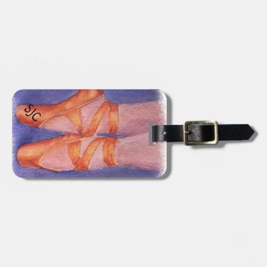 バレエつま先の靴パーソナライズされた荷札 ラゲッジタグ (正面横)