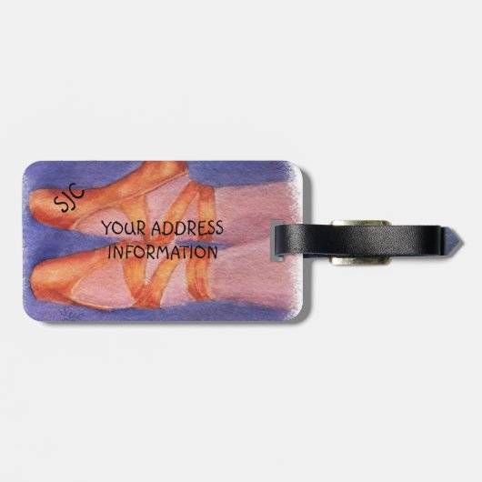 バレエつま先の靴パーソナライズされた荷札 ラゲッジタグ (裏面横)