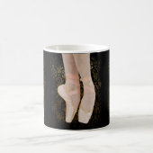 バレエつま先シューズ – ブラックピンク金ゴールド コーヒーマグカップ (中央)