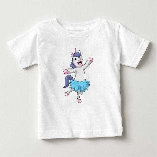 バレエでユニコーンをバレリーナと ベビーTシャツ (正面)
