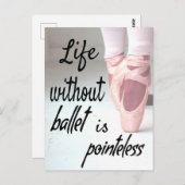 バレエのない生活は無味ピンクポインテシューズ ポストカード (正面/裏面)