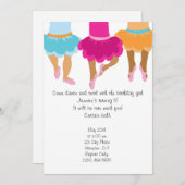 バレエのアフリカ系アメリカ人の女の子の招待状 招待状 (正面/裏面)