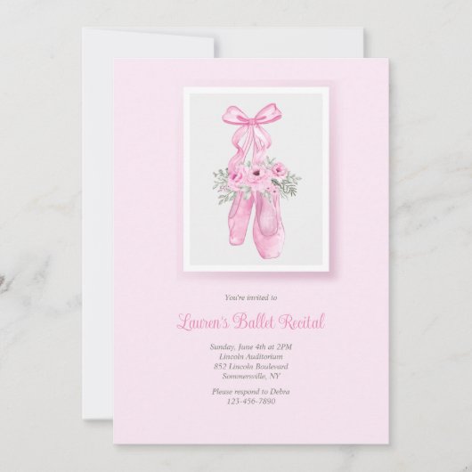 バレエのスリッパのリサイタル 招待状 (正面)