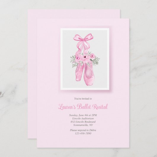 バレエのスリッパのリサイタル 招待状 (正面/裏面)