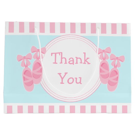 バレエのスリッパーズバレリーナ誕生日パーティー ラージペーパーバッグ (裏面)