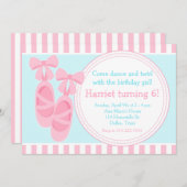 バレエのスリッパーズバレリーナ誕生日パーティー 招待状 (正面/裏面)