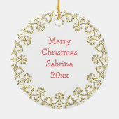 バレエのスリッパ、花のパーソナライズされたクリスマス セラミックオーナメント (裏面)