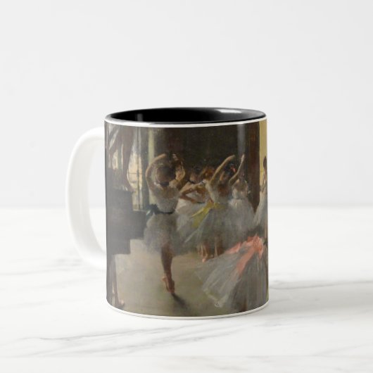 バレエのダンス教室のマグのガスを抜いて下さい ツートーンマグカップ (正面左)