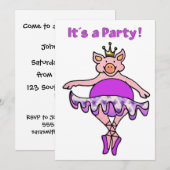 バレエのチュチュを着たダンスピッグの招待状 招待状 (正面/裏面)