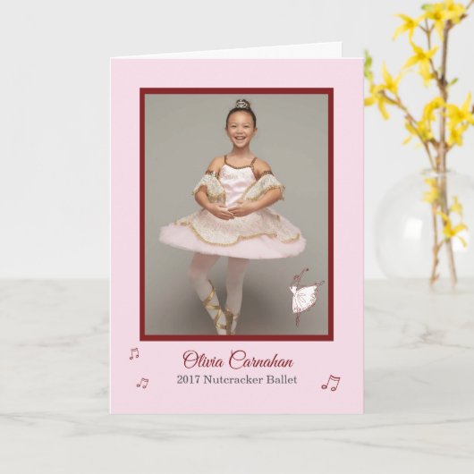 バレエのパフォーマンスのカスタマイズ可能な写真イベントと名前 カード (黄色い花)