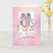 バレエのパフォーマンスの水彩おめでとう カード (黄色い花)