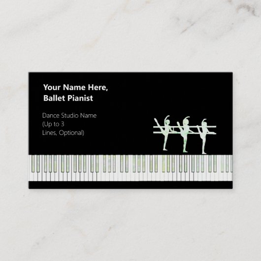 バレエのピアニスト虹色の緑バール。グリッター 名刺 (正面)