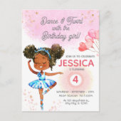 バレエのプリンセス ピンクのバレエガール 誕生日 ポストカード (正面)
