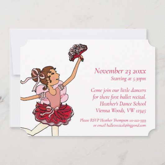 バレエのリサイタルキッズバレリーナ招待 招待状 (裏面)
