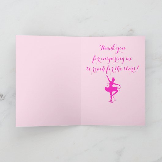 バレエの先生は星を持つダンサー感謝していしています サンキューカード (内部)
