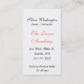 バレエの名刺 名刺 (裏面)