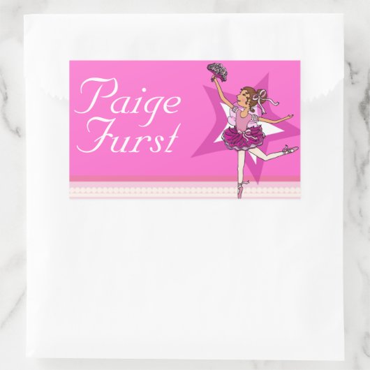 バレエの名前をバレエのピンクバレエIDレーベルのシール 長方形シール (バッグ)