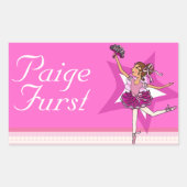 バレエの名前をバレエのピンクバレエIDレーベルのシール 長方形シール (正面)