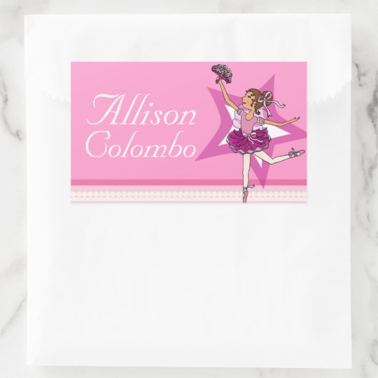 バレエの名前をバレエのピンクバレエIDレーベルのシール 長方形シール (バッグ)