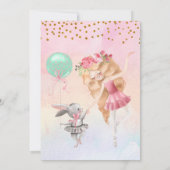 バレエの女の子とバニーの誕生日パーティーの招待 招待状 (裏面)