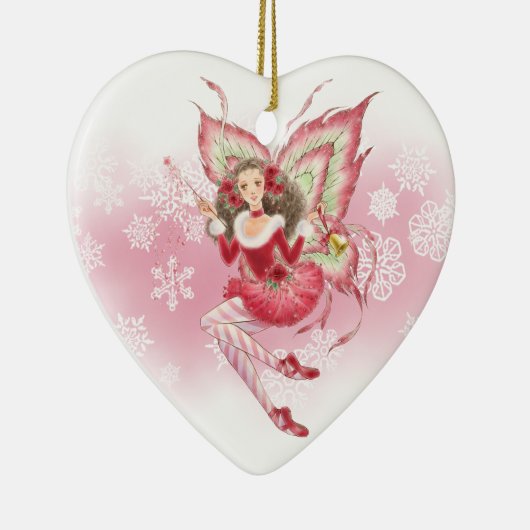 バレエの妖精の休日のオーナメント-ハート セラミックオーナメント (右)