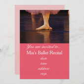 バレエの演奏会コンサートのピンクのバレリーナ 招待状 (正面/裏面)