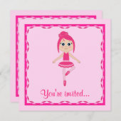 バレエの演奏会: 初心者のバレリーナ 招待状 (正面/裏面)
