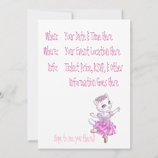 バレエの演奏会 招待状 (裏面)