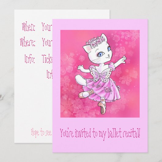 バレエの演奏会 招待状 (正面/裏面)