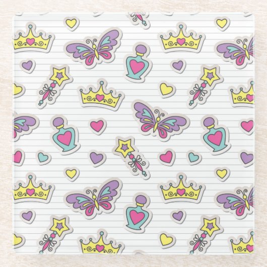 バレエの王女パターン ガラスコースター (正面)