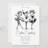 バレエの誕生日パーティーの女の子たち ダンス セレブレーション 招待状 (正面)