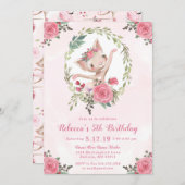 バレエの踊りの子ネコの誕生会 招待状 (正面/裏面)