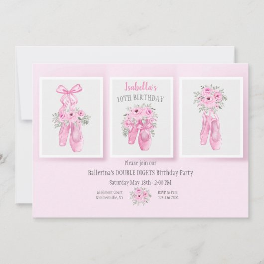 バレエの靴 招待状 (正面)