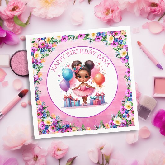 バレエをテーマにした少女の誕生日パーティー スタンダードカクテルナプキン