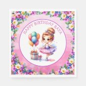 バレエをテーマにした少女の誕生日パーティー スタンダードランチョンナプキン (正面)