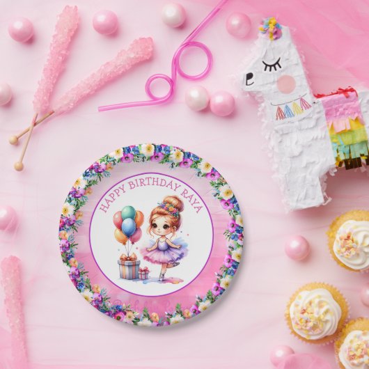 バレエをテーマにした少女の誕生日パーティー ペーパープレート (パーティー)