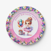 バレエをテーマにした少女の誕生日パーティー ペーパープレート (正面)