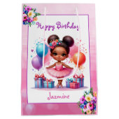 バレエをテーマにした少女の誕生日パーティー ミディアムペーパーバッグ (裏面)